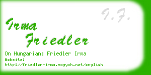 irma friedler business card